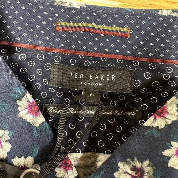 Ted Baker NWT Wewill Slim Fit Floral Button-Up Shirt Size 6 US XXL Chest 44-46 - Picture 7 of 12